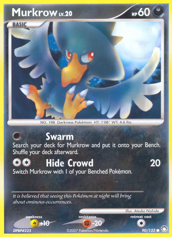 2007 Mysterious Treasures Murkrow #090/123 Common card image