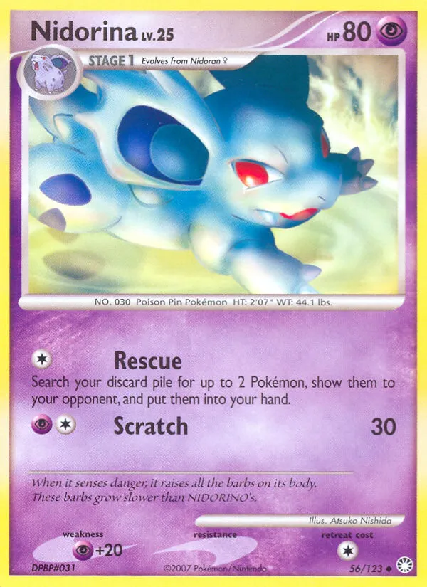 2007 Mysterious Treasures Nidorina #056/123 Uncommon card image