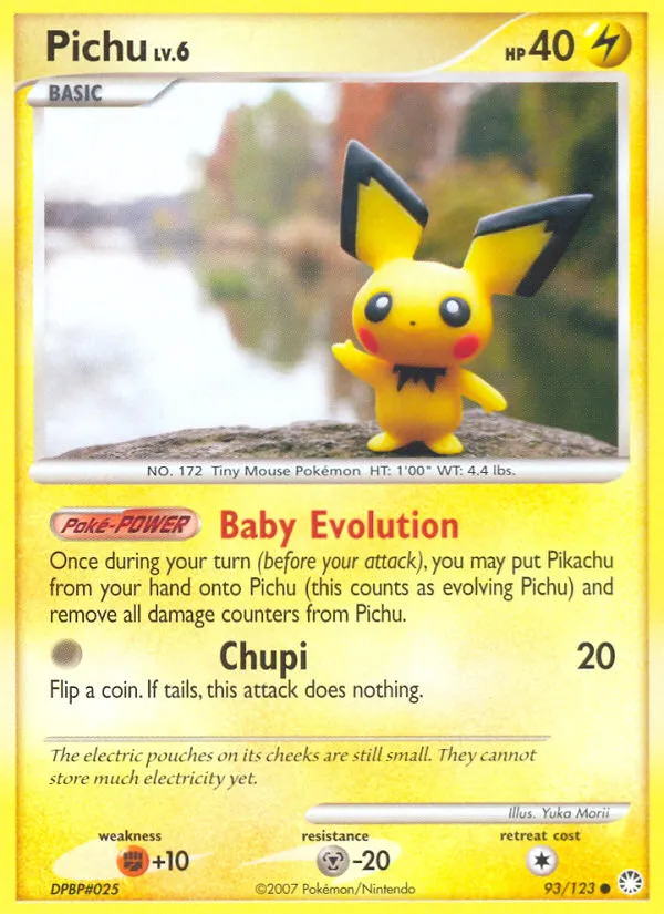 2007 Mysterious Treasures Pichu Common #093/123 Common card image