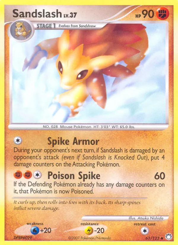 2007 Mysterious Treasures Sandslash Uncommon #061/123 Uncommon card image