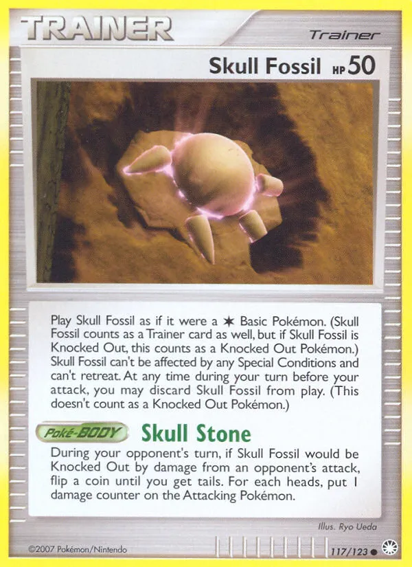 2007 Mysterious Treasures Skull Fossil #117/123 Common card image