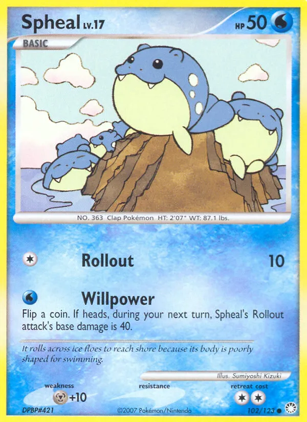 2007 Mysterious Treasures Spheal Common #102/123 Common card image