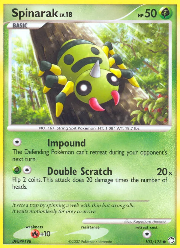 2007 Mysterious Treasures Spinarak #103/123 Common card image