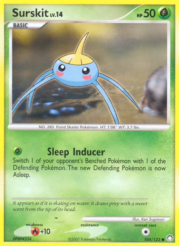 2007 Mysterious Treasures Surskit Common #104/123 Common card image