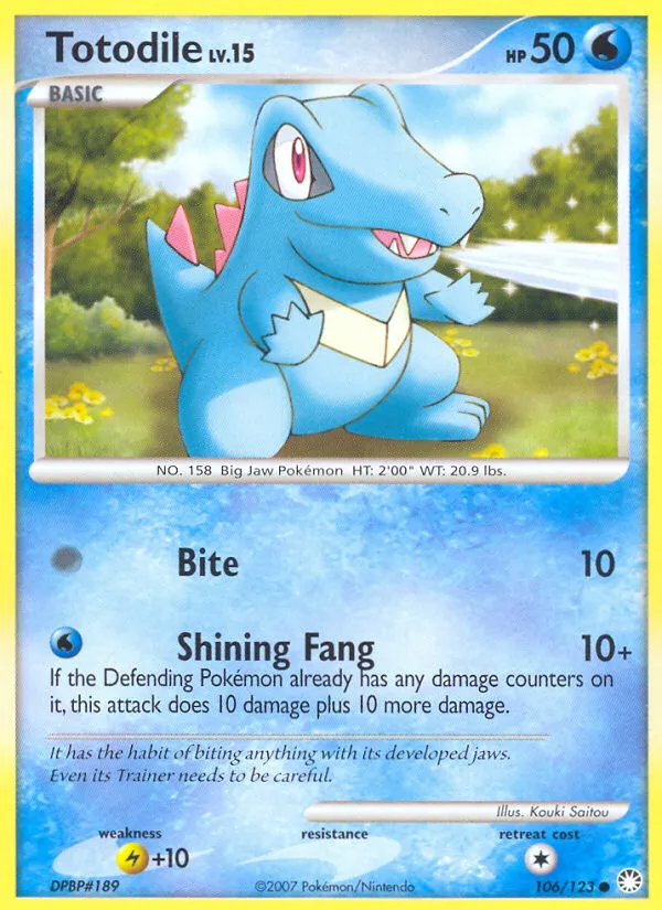 2007 Mysterious Treasures Totodile #106/123 Common card image