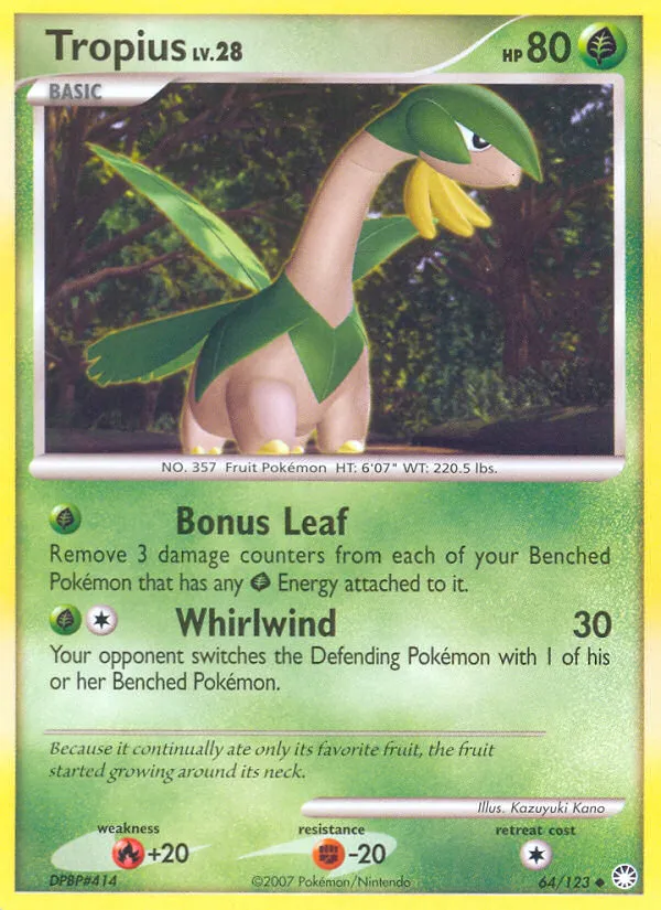 2007 Mysterious Treasures Tropius #064/123 Uncommon card image