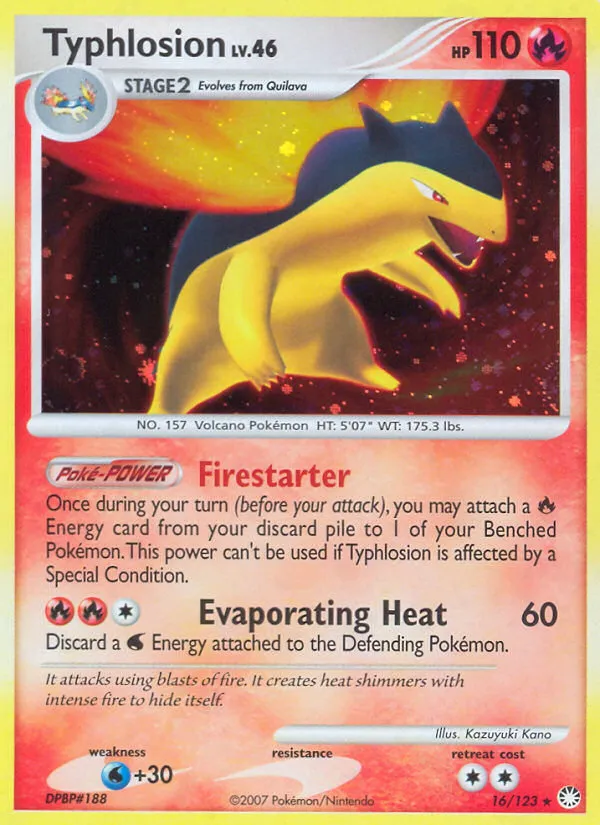 2007 Mysterious Treasures Typhlosion Rare Holo #016/123 Rare Holo card image