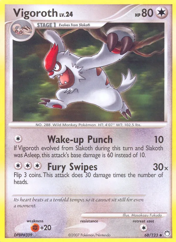 2007 Mysterious Treasures Vigoroth Uncommon #068/123 Uncommon card image