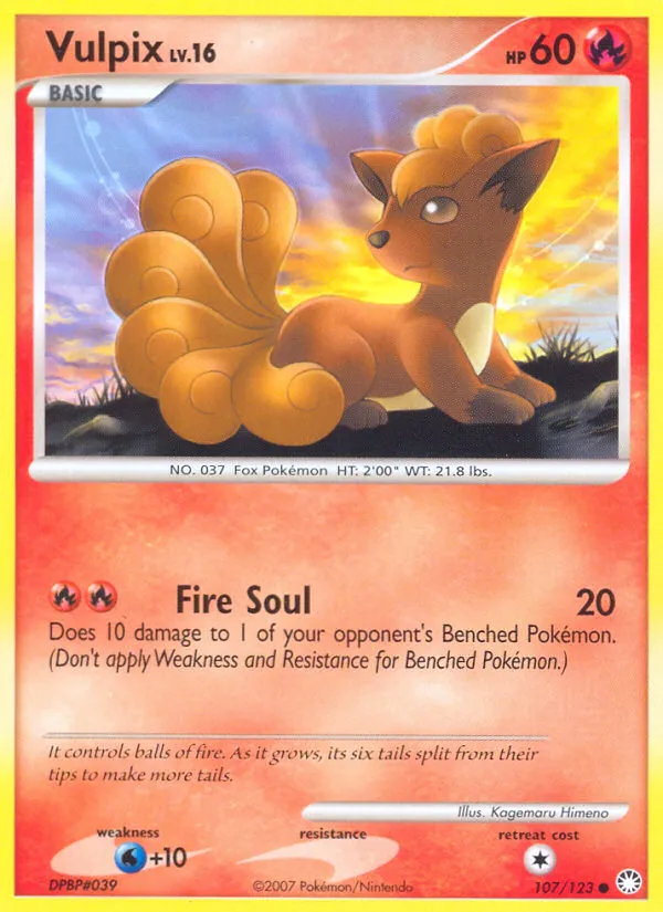 2007 Mysterious Treasures Vulpix Common #107/123 Common card image