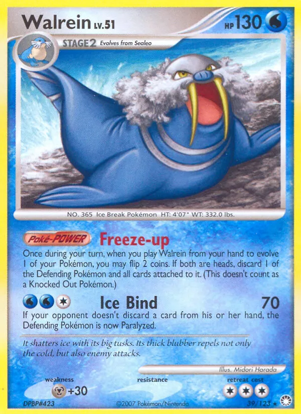 2007 Mysterious Treasures Walrein Rare #039/123 Rare card image