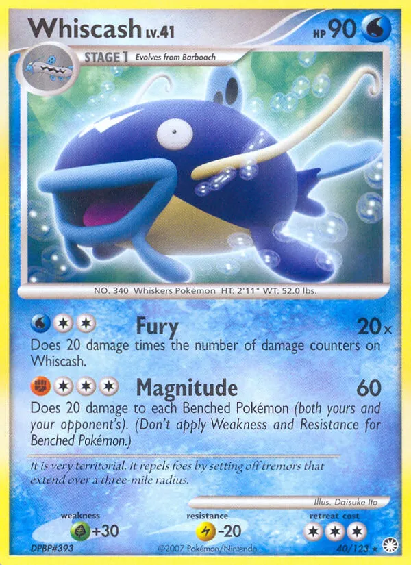 2007 Mysterious Treasures Whiscash Rare #040/123 Rare card image