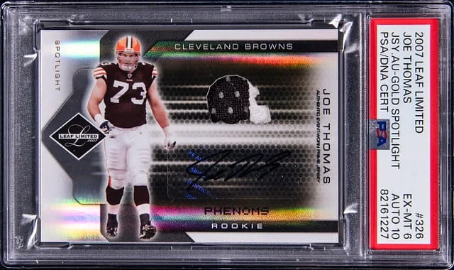 2007 Panini Joe Thomas Leaf Limited Jersey Autograph Gold Spotlight #326 card image