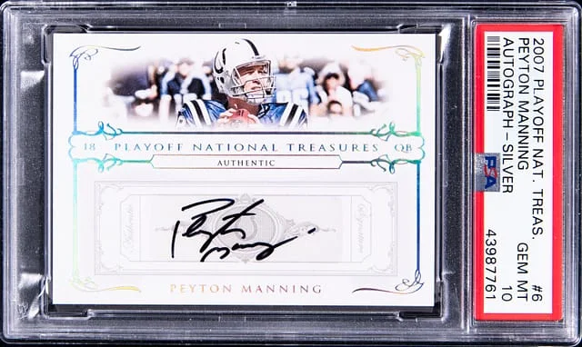 2007 Panini Playoff Peyton Manning National Treasures Autograph Silver #6 card image
