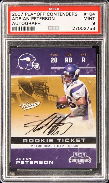 2007 Playoff Contenders Adrian Peterson Autograph Ticket #104 card image