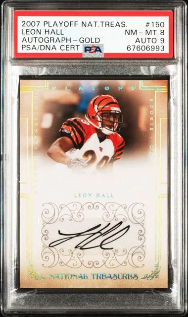 2007 Playoff Leon Hall National Treasures Autograph Gold #150 card image