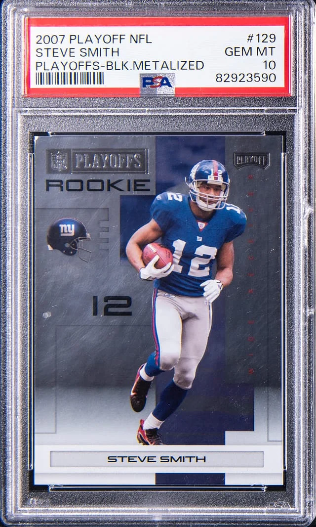 2007 Playoff Steve Smith NFL Playoffs Black Metalized #129 card image