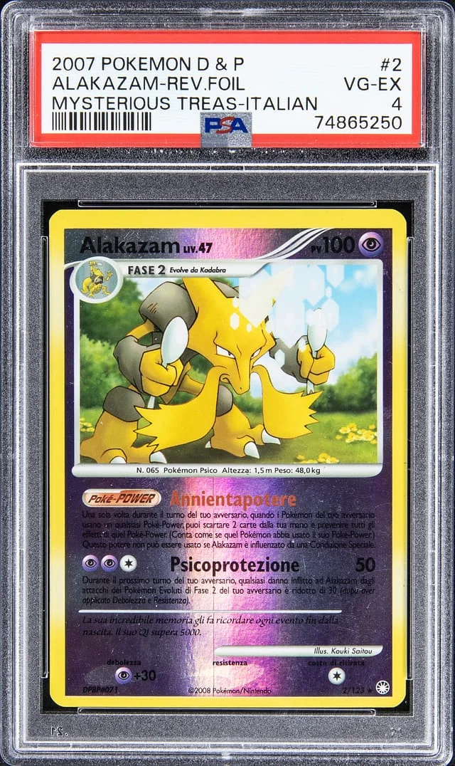 2007 Pokemon D & P Mysterious Treasures Italian Alakazam Reverse #2 card image