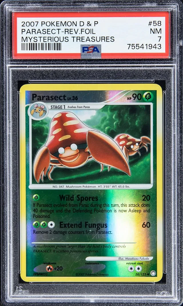 2007 Pokemon D & P Reverse Foil - Mysterious Treasures Parasect #58 card image
