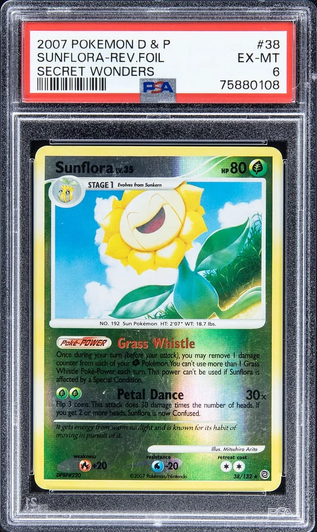 2007 Pokemon D & P Reverse Foil - Secret Wonders Sunflora #38 card image
