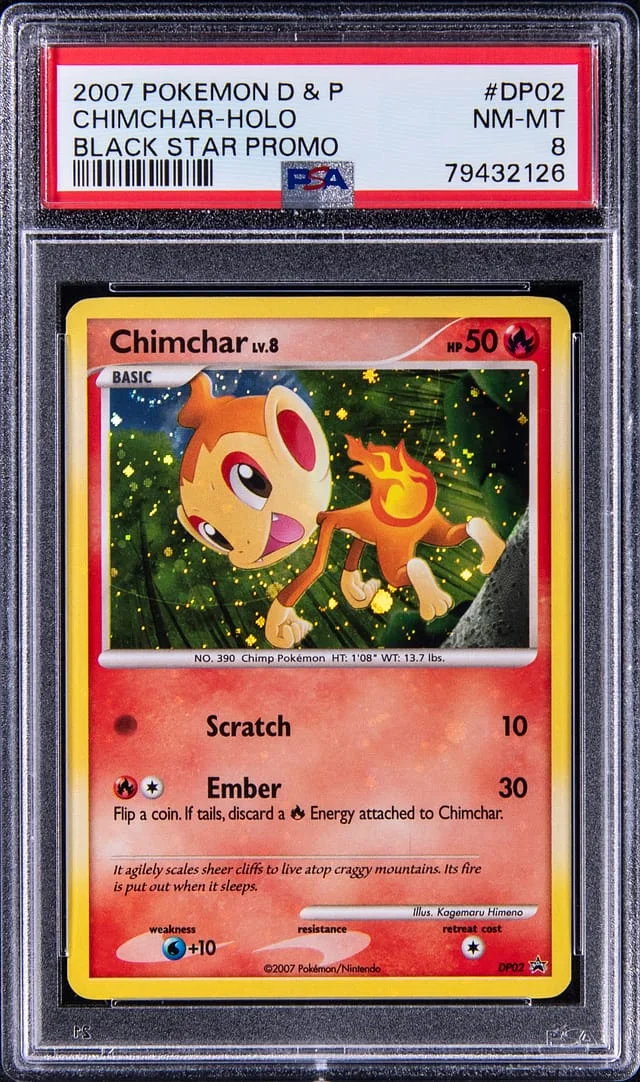 2007 Pokemon Diamond and Pearl Black Star Promo Rare Holofoil Chimchar #DP02 card image