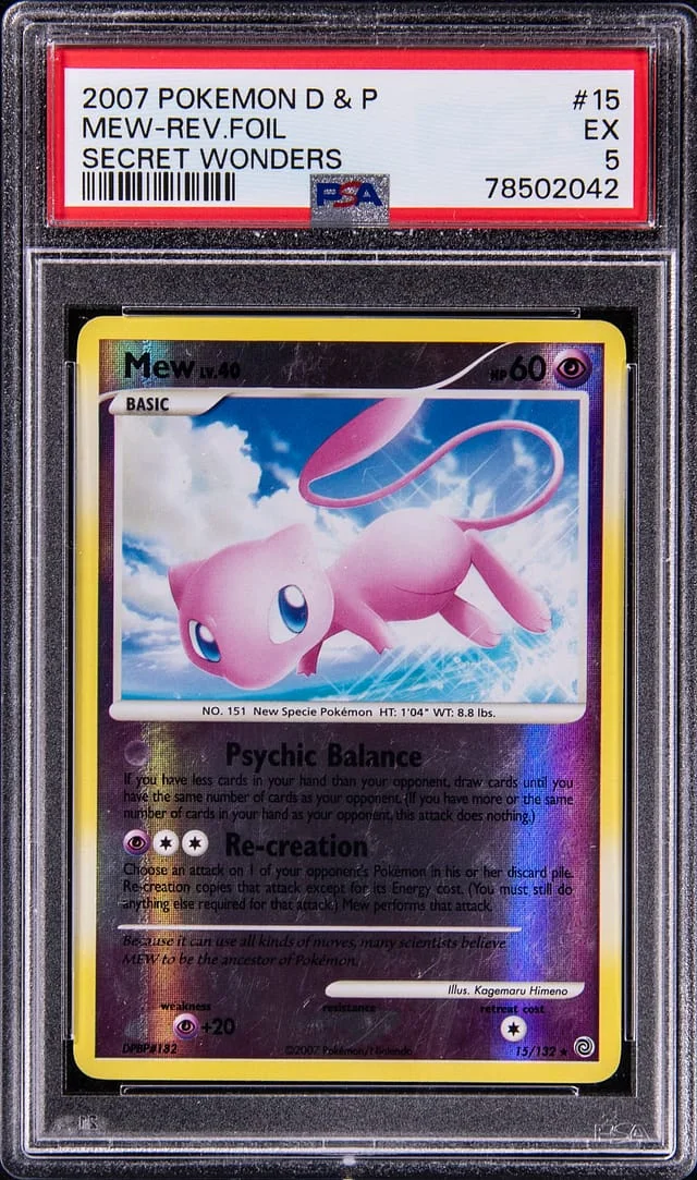 2007 Pokemon Diamond and Pearl Secret Wonders Reverse Foil Mew #15 card image