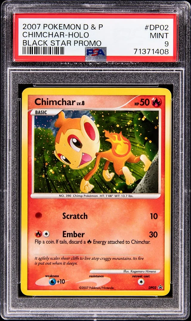 2007 Pokemon Diamond & Pearl Black Star Promo Holo Chimchar #DP02 card image