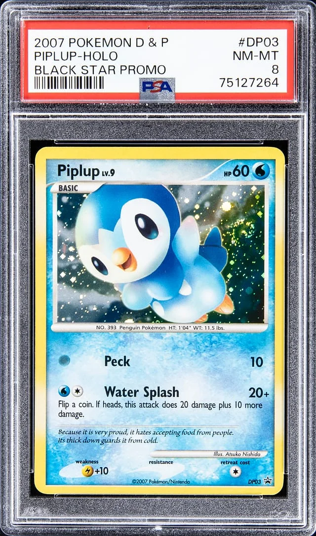 2007 Pokemon Diamond & Pearl Black Star Promo Rare Holofoil Piplup #DP03 card image