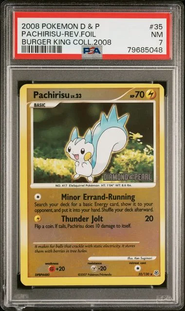 2007 Pokemon Diamond & Pearl Burger King Collection 2008 Pachirisu-Reverse #35 card image