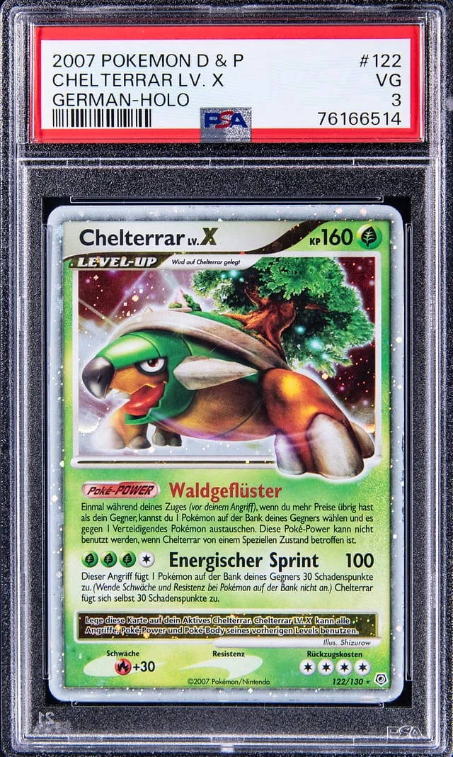 2007 Pokemon Diamond & Pearl German Holo Chelterrar LV.X #122 card image