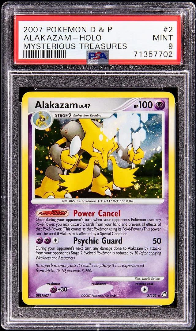 2007 Pokemon Diamond & Pearl Mysterious Treasures Holo Alakazam #2 card image