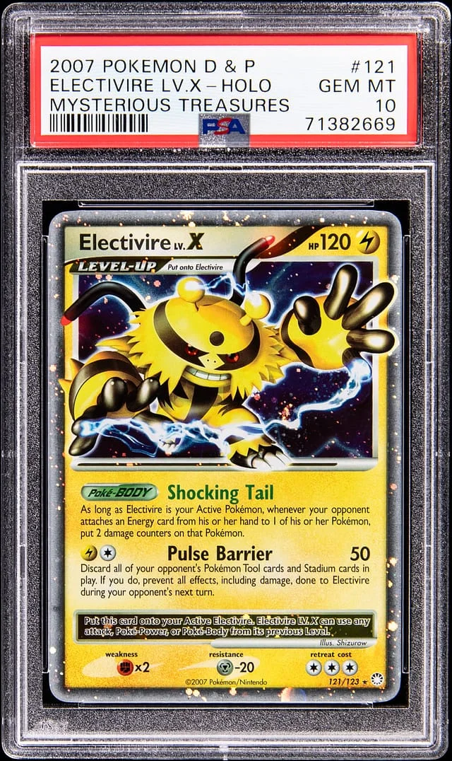 2007 Pokemon Diamond & Pearl Mysterious Treasures Holo Electivire Lv.X #121 card image