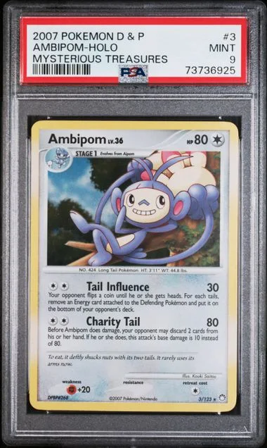 2007 Pokemon Diamond & Pearl Mysterious Treasures Holofoil Ambipom #3 card image