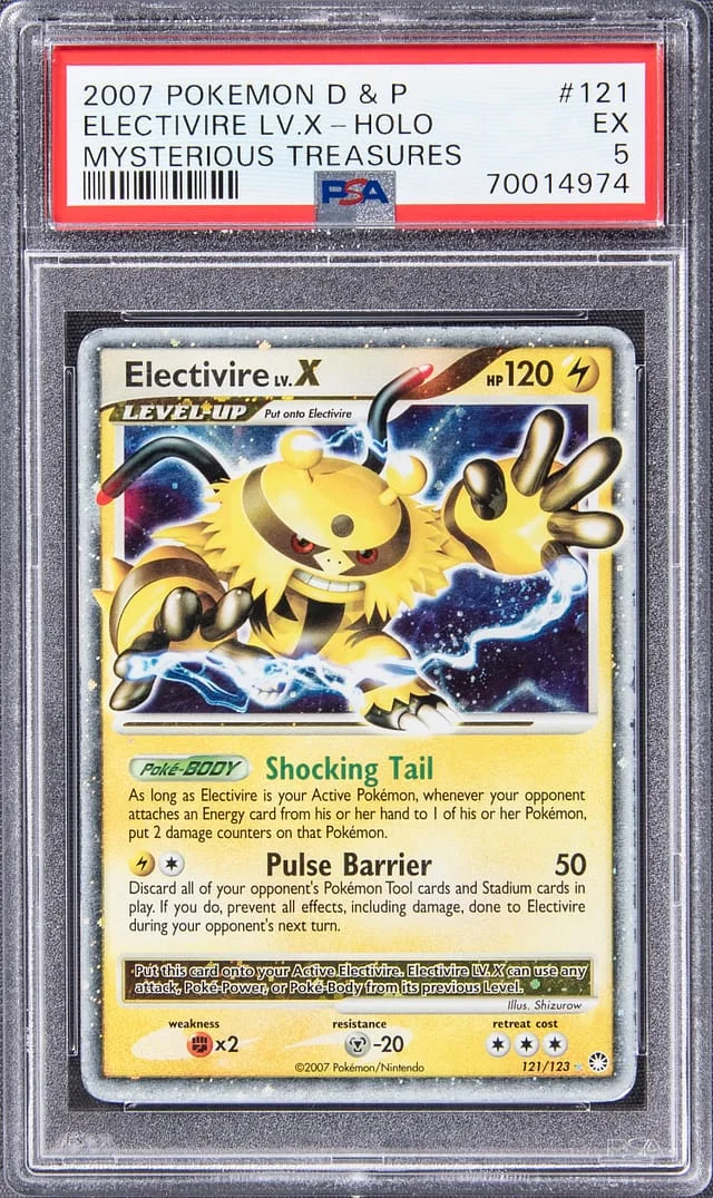 2007 Pokemon Diamond & Pearl Mysterious Treasures Rare Holofoil Electivire LV.X #121 card image
