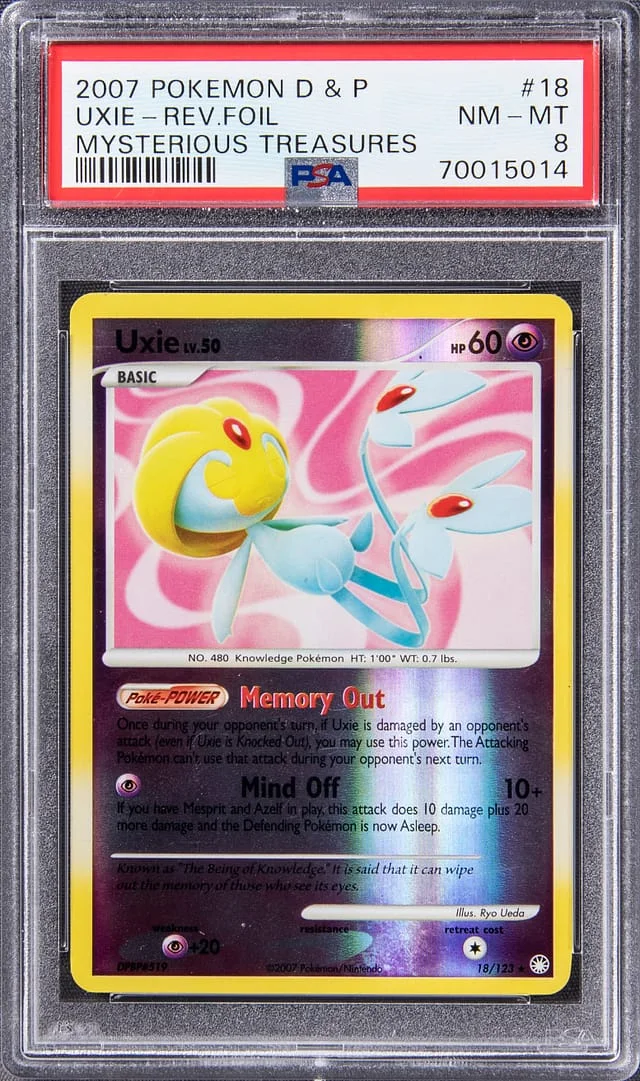 2007 Pokemon Diamond & Pearl Mysterious Treasures Rare Reverse Foil Uxie #18 card image