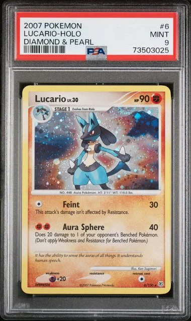 2007 Pokemon Diamond & Pearl Rare Holofoil Lucario #6 card image
