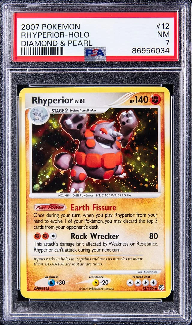 2007 Pokemon Diamond & Pearl Rare Holofoil Rhyperior #12 card image