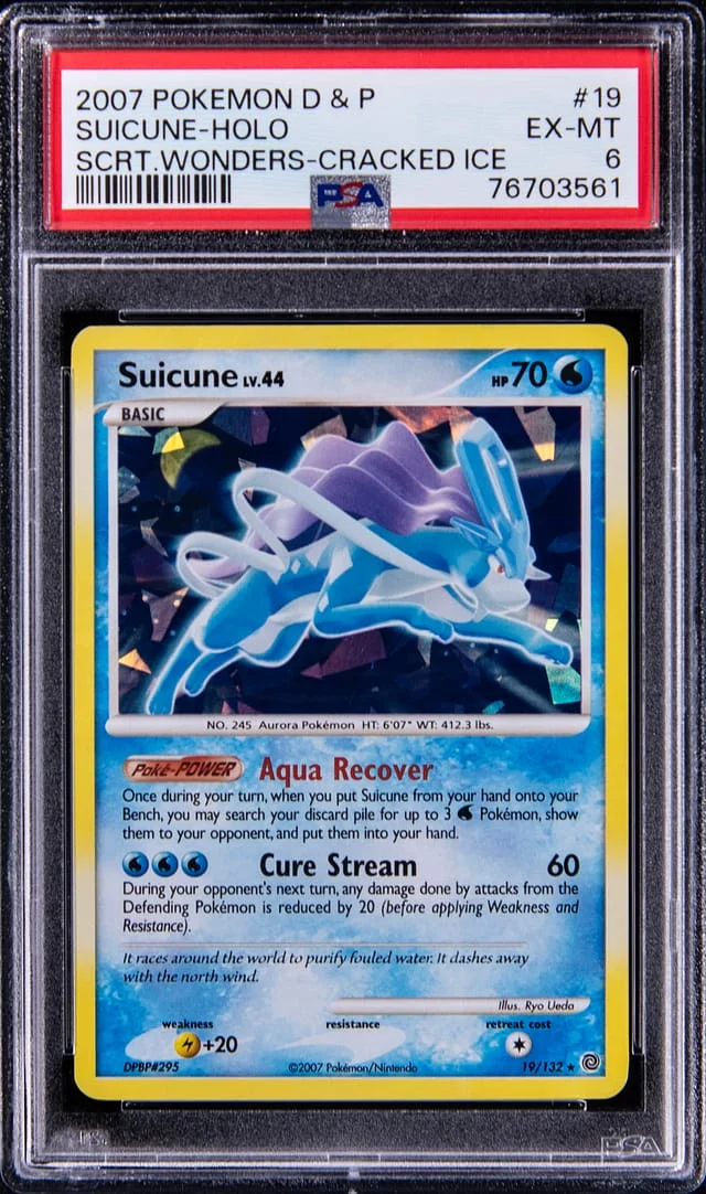 2007 Pokemon Diamond & Pearl Secret Wonders Cracked Ice Suicune-Holo #19 card image
