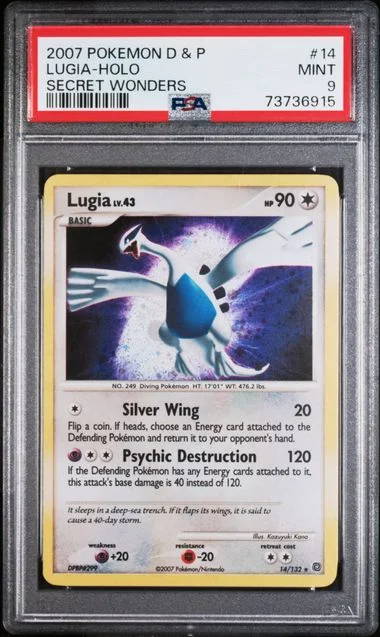 2007 Pokemon Diamond & Pearl Secret Wonders Holofoil Lugia #14 card image