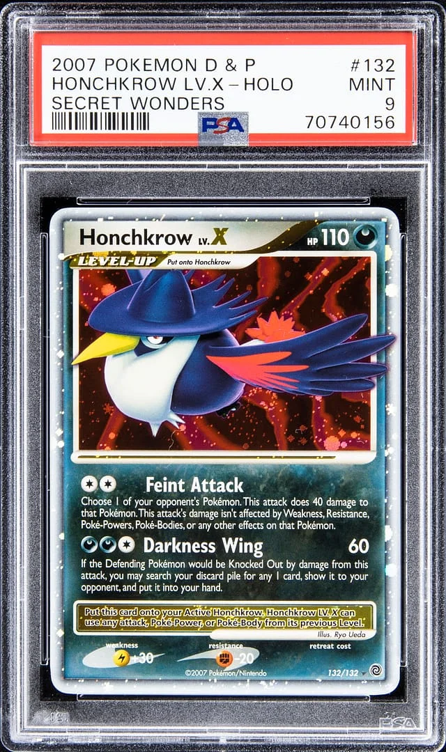 2007 Pokemon Diamond & Pearl Secret Wonders Rare Holofoil Honchkrow LV. X #132 card image