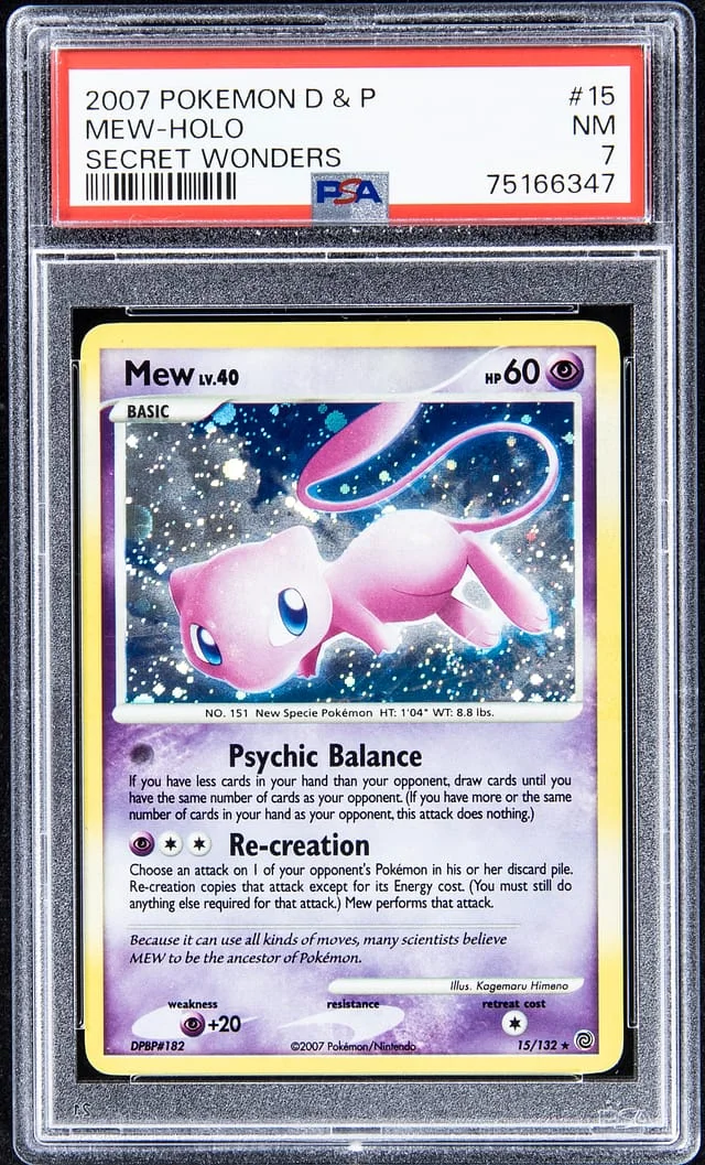 2007 Pokemon Diamond & Pearl Secret Wonders Rare Holofoil Mew #15 card image