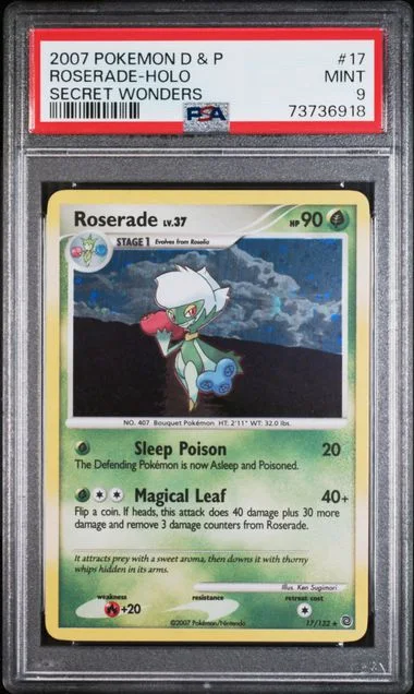 2007 Pokemon Diamond & Pearl Secret Wonders Rare Holofoil Roserade #17 card image