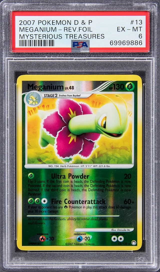 2007 Pokemon D&P Mysterious Treasures Meganium Reverse #13 card image