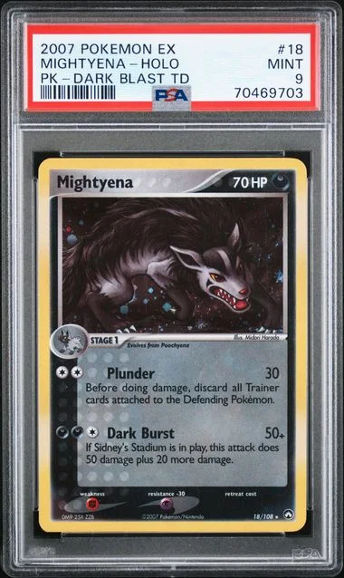 2007 Pokemon EX Power Keepers Dark Blast Theme Deck Holofoil Mightyena #18 card image