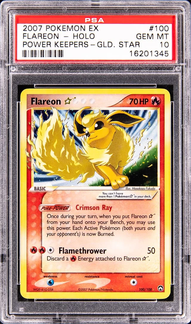 2007 Pokemon EX Power Keepers Gold Star Holo Flareon #100 card image