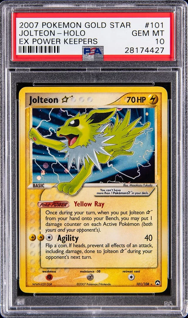 2007 Pokemon EX Power Keepers Holo Gold Star Jolteon #101 card image