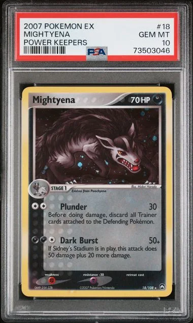 2007 Pokemon Ex Power Keepers Rare Holofoil Mightyena #18 card image