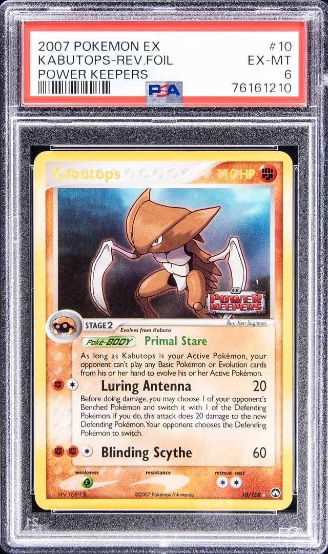 2007 Pokemon EX Power Keepers Reverse Foil Kabutops #10 card image