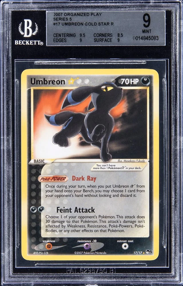 2007 Pokemon Organized Play Series 5 Gold Star Rare Umbreon #17 card image