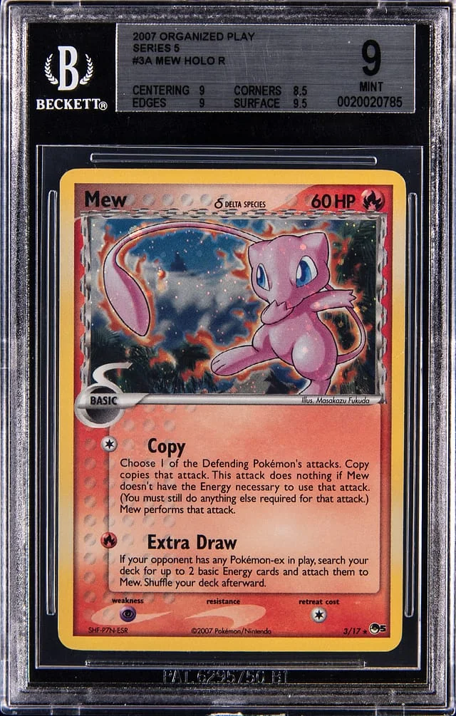 2007 Pokemon Organized Play Series 5 Holo Rare Inverted Back Mew #3A card image