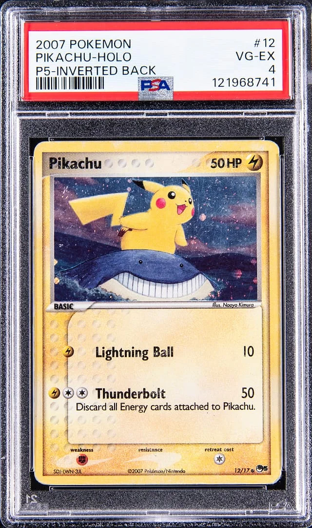 2007 Pokemon P5 Inverted Black Holofoil Pikachu #12 card image